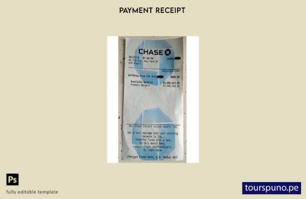 lista para imprimir la plantilla de recibo de pago del banco Chase de EE. UU.